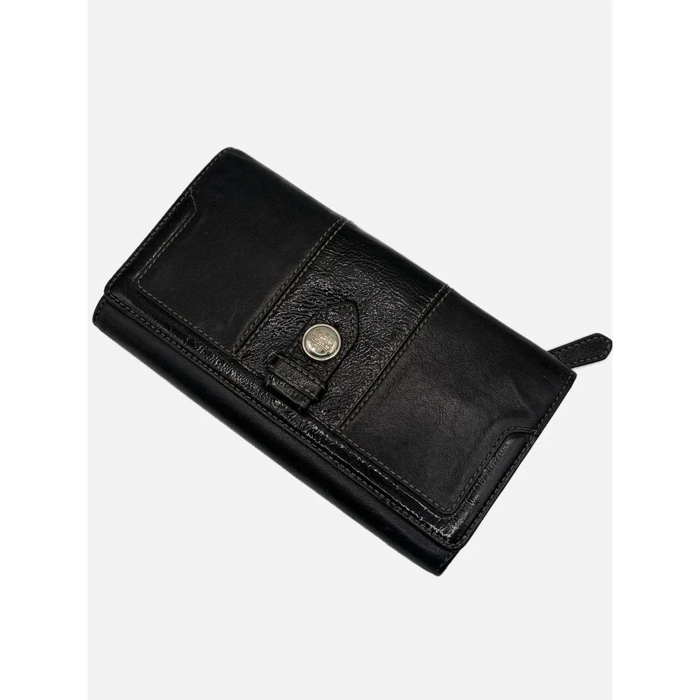 Coach Authentic Black Leather Madison Wallet Large Retro Light Purple Interior